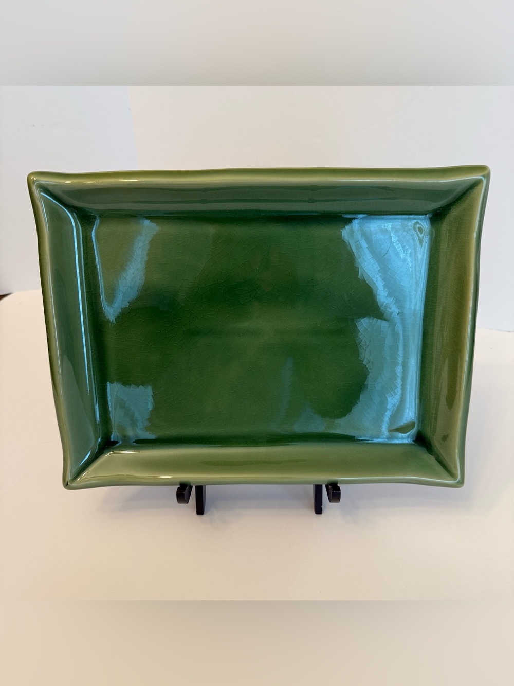 JCPenney Asian Influence Green Crackle / Dark Slate Sushi Tray 12x9 Inches